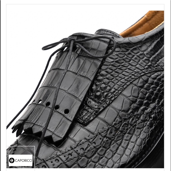 CAPORICCI REAL alligator golf shoes in Black - Picture 6 of 7